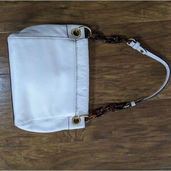 Milly white ostrich bag with tortoise shell link handle - Picture 5 of 5